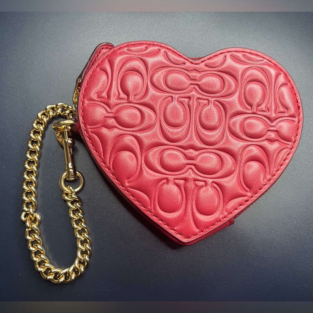 Coach Signature Coin Purse bag charm with chain